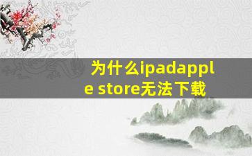 为什么ipadapple store无法下载